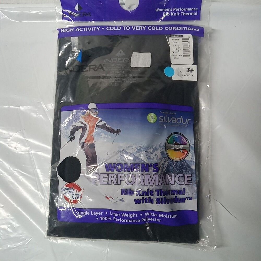 Indera Womens Performance Rib Knit Thermal Shirt Size Medium  Long Sleeve